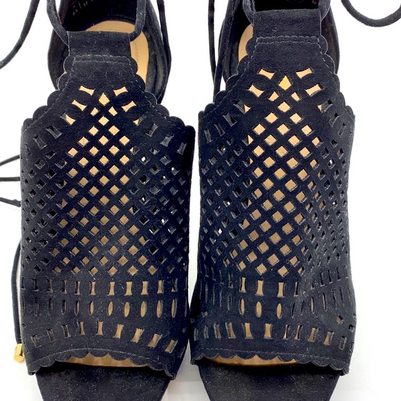 Black Dye-cut Aldo Platform Stilettos.  Lace up ankle.  Faux suede.  Worn once. - Picture 12 of 12